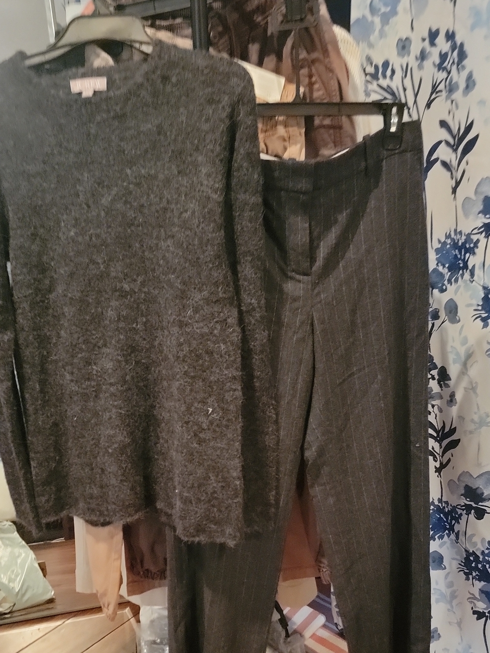 J. Crew Dark Gray Fuzzy Crewneck Sweater S.
